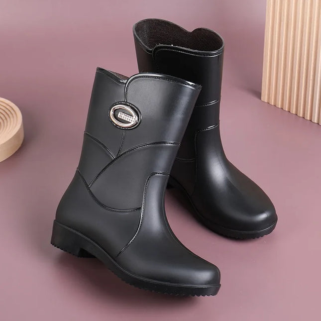 Fashionable Women Rain Boots Waterproof Non Slip Warm by zapcart