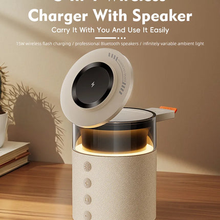 Magnetic Wireless Charging Station With Night Light Speaker by zapcart
