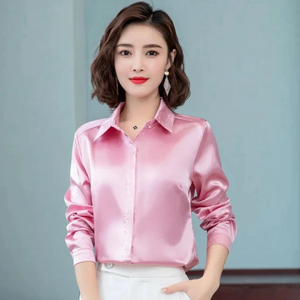 Satin Silk Work Shirt For Women Polished Office Look by zapcart