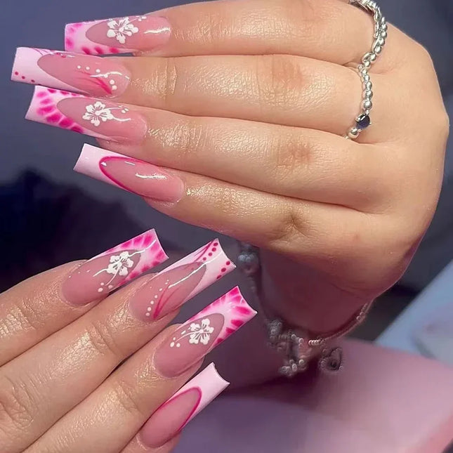 Press On Nails White Butterfly Pearls For Trendsetters 24pcs by zapcart