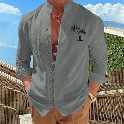 Men Casual Long Sleeve Solid Color Shirt CN Zhejiang by zapcart