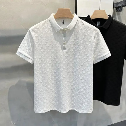 Breathable Ice Silk Mens Polo Shirt Hollow Short Sleeve CN by zapcart