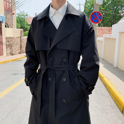 Korean Style Trench Coat For Men Double Breasted CN Anhui by zapcart