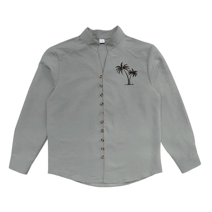 Men Casual Long Sleeve Solid Color Shirt CN Zhejiang by zapcart