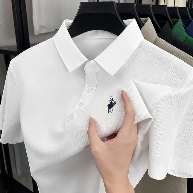 Men's Polo Shirt Embroidered Pony CN Zhejiang Breathable by zapcart