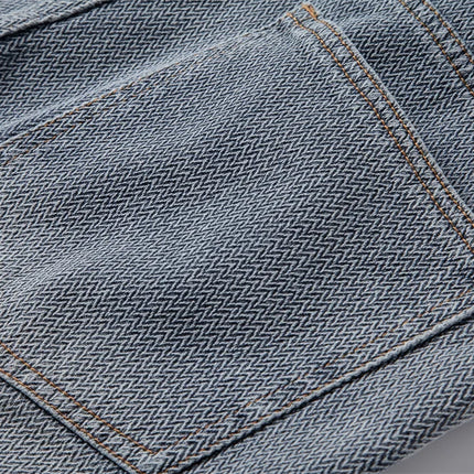 AIOPESON Men Retro Denim Shorts Multi Pocket Casual by zapcart
