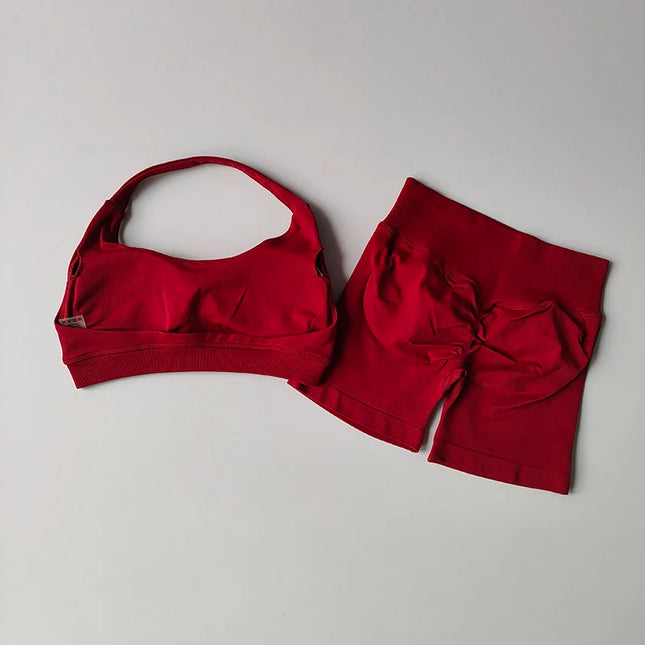 CN Women Seamless Yoga Set Breathable Quick Dry Halter Bra by zapcart