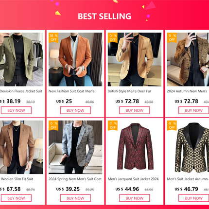 Men's Slim Fit Blazer Button High Quality CN Zhejiang by zapcart