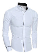 Anhui CN Men Slim Fit Long Sleeve Shirt Stand Collar by zapcart