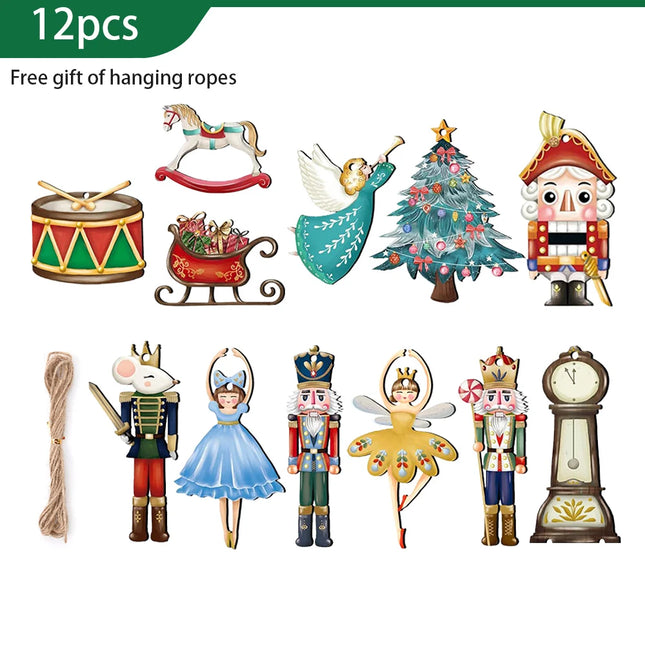 Choice Nutcracker Christmas Ornaments Set 12 24 Wooden Home by zapcart