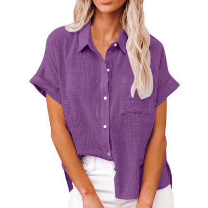 Cotton Linen Summer Tee For Women Breathable Loose Fit by zapcart