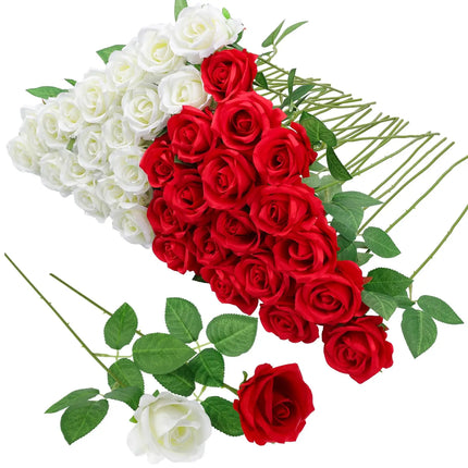 12-200Pcs Artificial Rose Flower Silk Roses with Diamond Valentine's Day Gift Fake Roses Red Roses for DIY Wedding Party Decor by zapcart