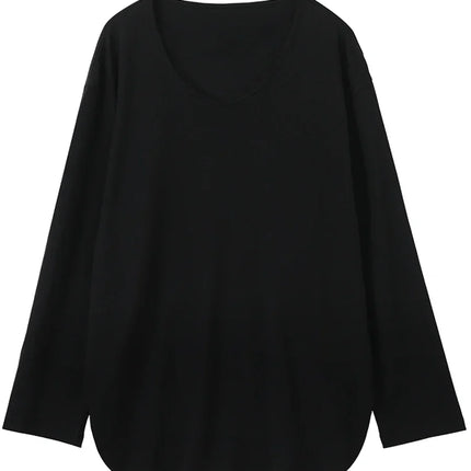 Chic Ven Women T Shirts Loose Casual U Neck Long Sleeve Top by zapcart