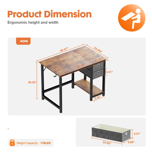 JHK Computer Desk With Drawers 55 Inch For Home Office Pro by zapcart