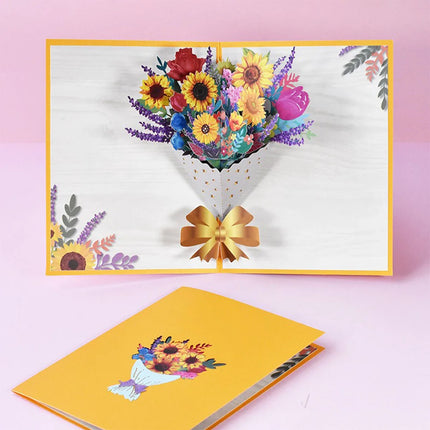 Exquisite 3D Pop Up Peach Blossom Tree Greeting Card Birthday Gifts Rose Flowers Cake Postcard For Children To Blessing Teacher by zapcart