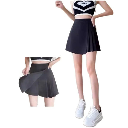 Gray Pleated Asymmetrical Skirt For Women High Waist Office by zapcart