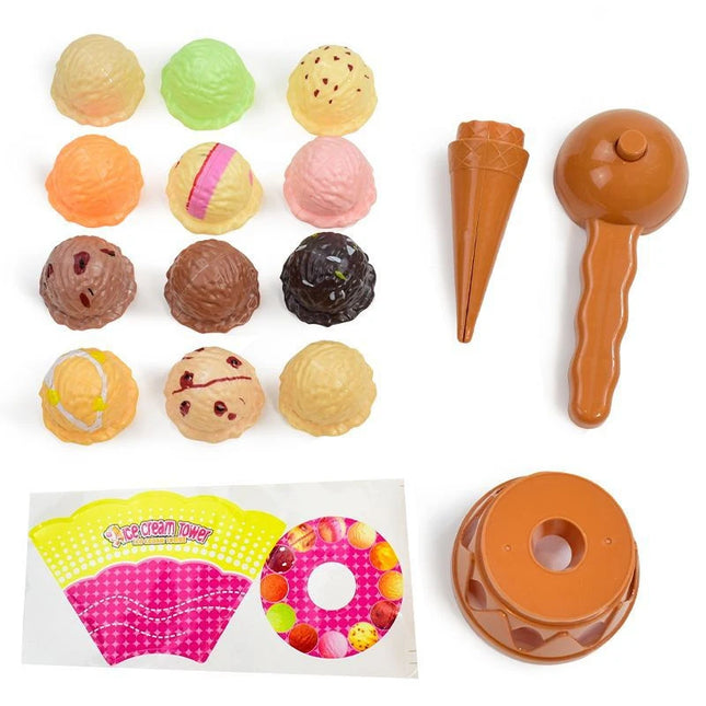 Kids Ice Cream Kitchen Toys Stack Tower Balance Educational by zapcart
