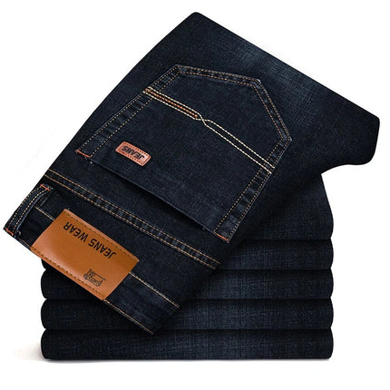 Brother Wang Mens Autumn Classic Fitted Stretch Jeans by zapcart