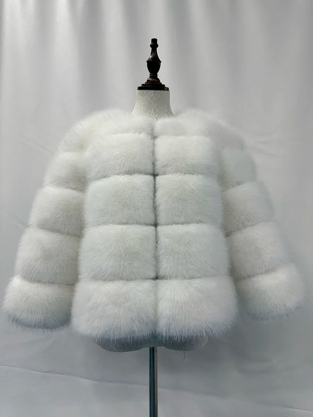 FANPUGUIZHEN Pink Faux Fur Coat For Women Warm And Elegant by zapcart