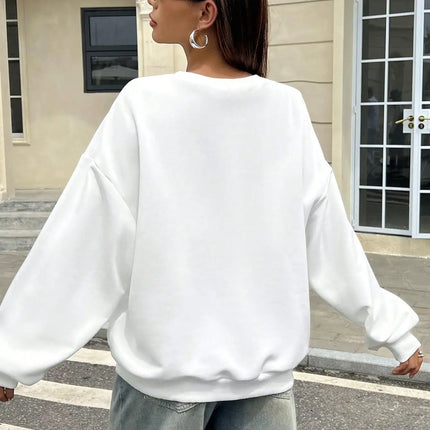 Women White Soft Cotton Stretch Pullover Sweatshirt Casual by zapcart