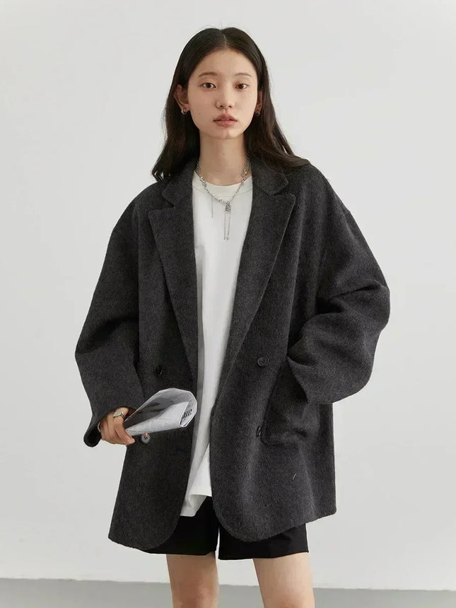 Chic Ven Womens Woolen Coat Double Breasted Office Ready by zapcart
