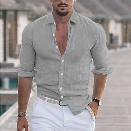 CN Jiangxi Mens Cotton Linen Shirt Loose Fit Breathable by zapcart