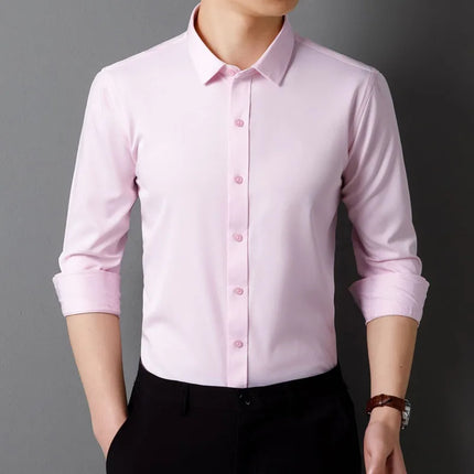 Faboten Mens Long Sleeve Shirt Solid Color Soft Fit by zapcart