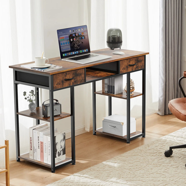 JHK 48 Inch Double Deck Shelving Office Desk Drawers by zapcart