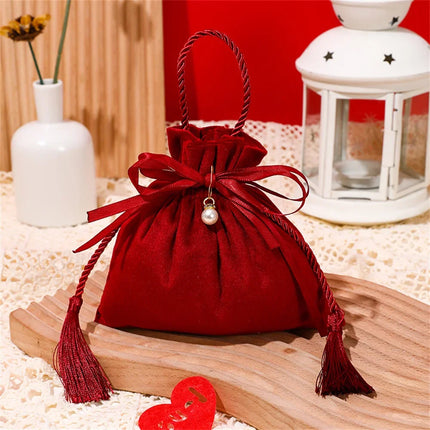 Festive Christmas Gift Bag Drawstring Pouch For Parties by zapcart