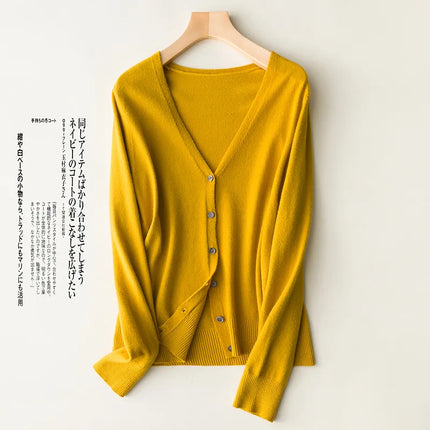 Women Cardigans 2032 Single Breasted V Neck Knit Outerwear by zapcart