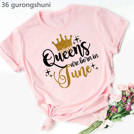 Queen Are Born In January To December Bold Graphic Tee Women by zapcart