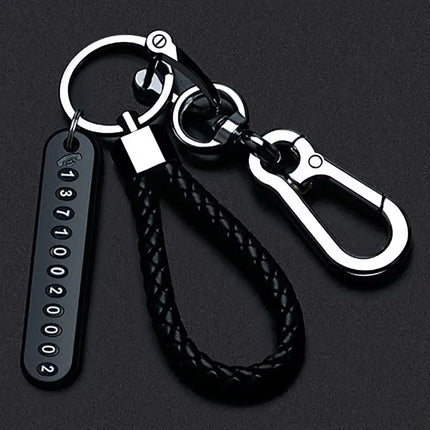 Phone Number Plate Keychain For Men DIY Leather Rope Anti Lost Zapcart