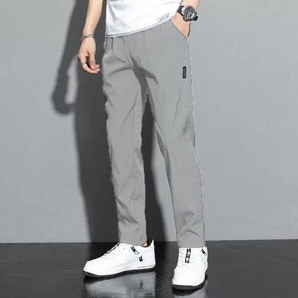 Longchengyixi Ice Silk Quick Dry Men Casual Pants Slimfit by zapcart