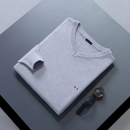 CN Guangdong Cashmere V Neck Men Sweater Cozy Long Sleeve by zapcart
