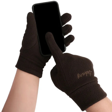 HubeiChoice Winter Thermal Fleece Gloves Unisex Windproof by zapcart