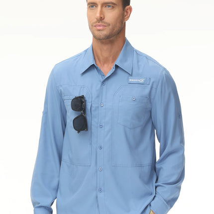 Men UPF 50 Fishing Shirt Back Mesh Sun Protection Casual by zapcart