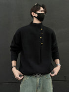 Mens Half Turtleneck Button Knit Sweater Korean Fashion by zapcart