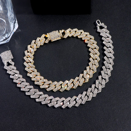SUBOLLOWCN Iced Prong Cuban Chain Bracelet For Men Women by zapcart
