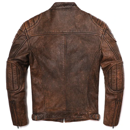Mens Vintage Camel Yellow Leather Jacket Genuine Cowhide by zapcart