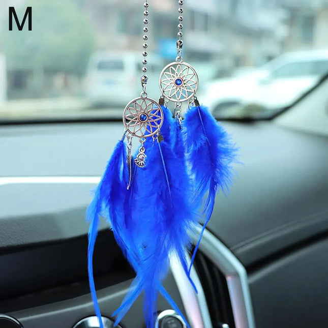 Mini Dream Catcher Car Mirror Hanger Calming Wind Chimes by zapcart