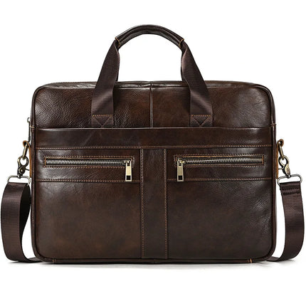 Newsbirds Genuine Leather Briefcase 15.6 Inch Laptop Men by zapcart