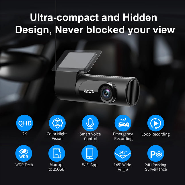 KAWA Dash Cam D6 1440P Voice Control Night Vision Pro Driver by zapcart