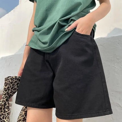 GUUZYUVIZ Womens High Waist Denim Shorts Oversized White by zapcart