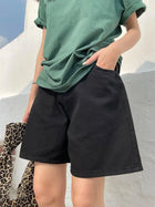GUUZYUVIZ Womens High Waist Denim Shorts Oversized White by zapcart