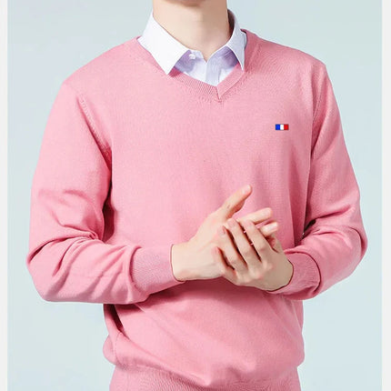 CN Guangdong Cashmere V Neck Men Sweater Cozy Long Sleeve by zapcart