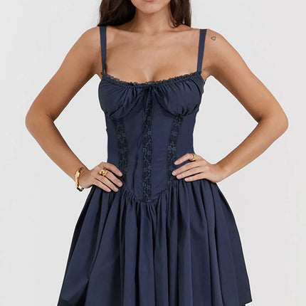 Sexy Lace Floral Corset Short Dress For Women Partywear by zapcart