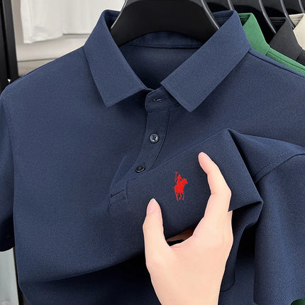 Men's Polo Shirt Embroidered Pony CN Zhejiang Breathable by zapcart