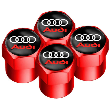 Audi Valve Caps With Suede Leather Key Chain For Audi