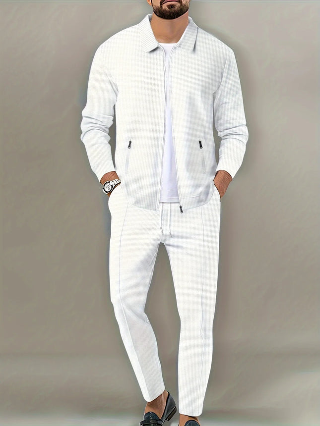 CN Zhejiang Men Slim Fit Jacket With Zipper Pocket Set by zapcart