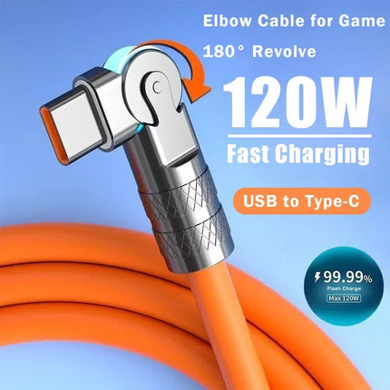 DIXSG 120W Fast Charge USB A to C Cable 180 Rotation by zapcart